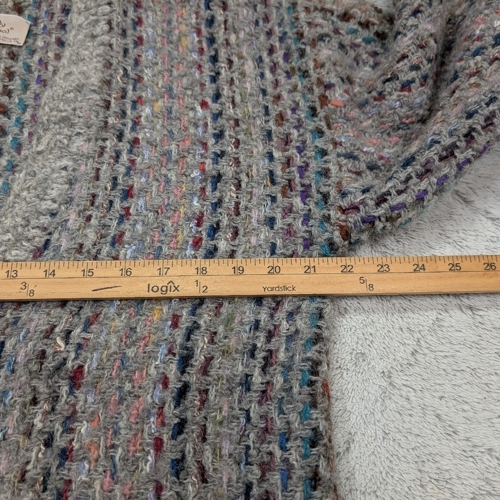 VTG Sinfully Original Sweater Womens L Gray Multi Knit Wool Chunky Cardigan Boho - Picture 5 of 7